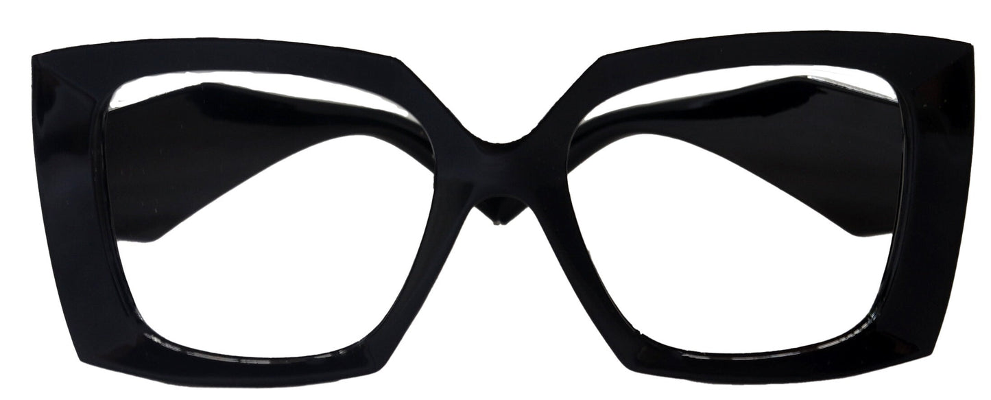 Penelope Black  Large Oversized Reading Glasses, Women Readers, High End Reading Magnifying eyeglasses,  Big Square optical Frames