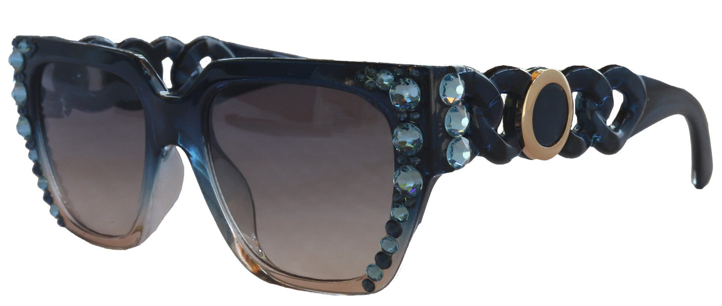 Belleville, BLING Line Bifocal (Clear On Top) Sun Readers for Women OR Non-Bifocal Readers Sunglasses (Aquamarine w Montana) NY Fifth Avenue