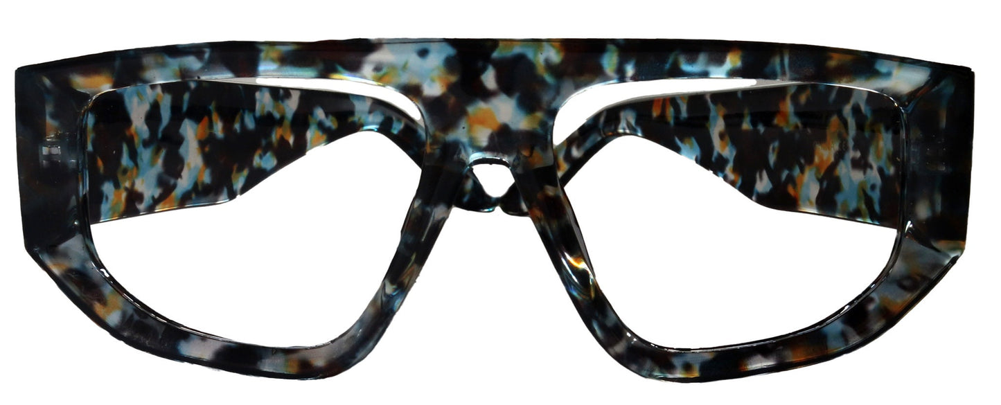 Goliath High End Bifocal or Non-Bifocal Blue W Brown  Reading Glasses Square, Inspired by NY Fifth Avenue