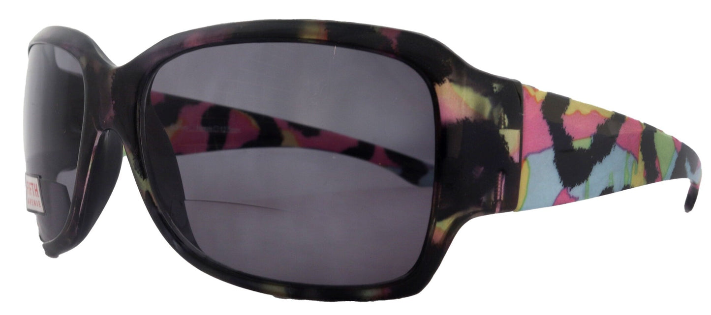 Lourdes, High-End Line Bifocal (Clear On Top) Sun Readers for Women  Readers Sunglasses (Pink, Blue with black) NY Fifth Avenue