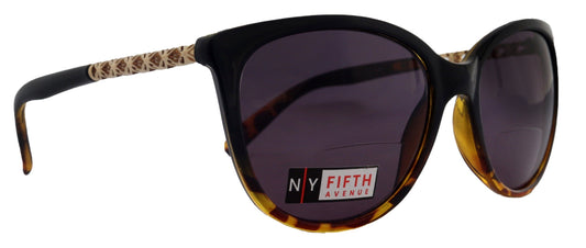Iris, High-End Line Bifocal (Clear On Top) Sun Readers for Women OR Non-Bifocal Readers Sunglasses (Black W Tortoiseshell  ) NY Fifth Avenue