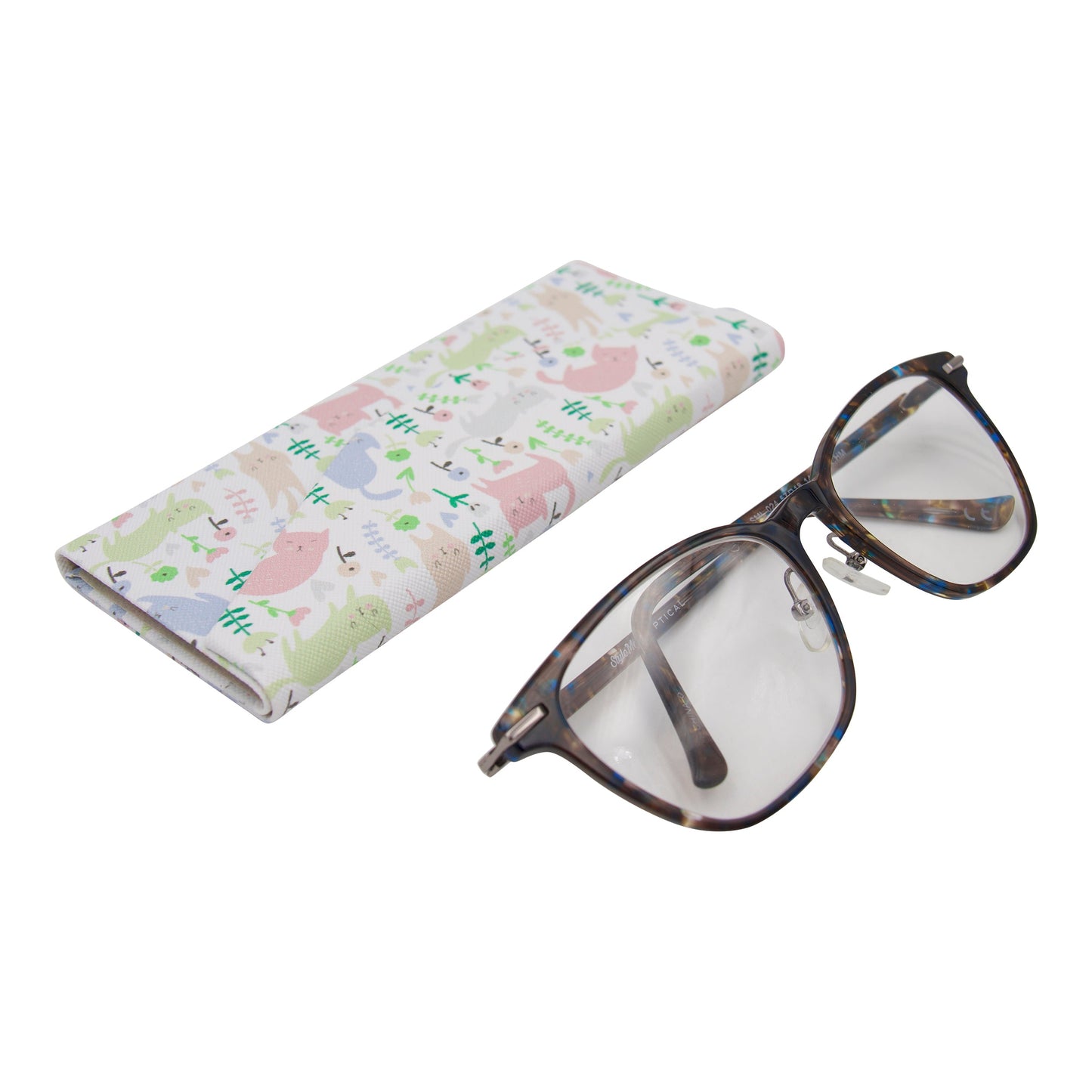 Cat Print Glasses Case - Vegan Leather Magic Folding Hardcase