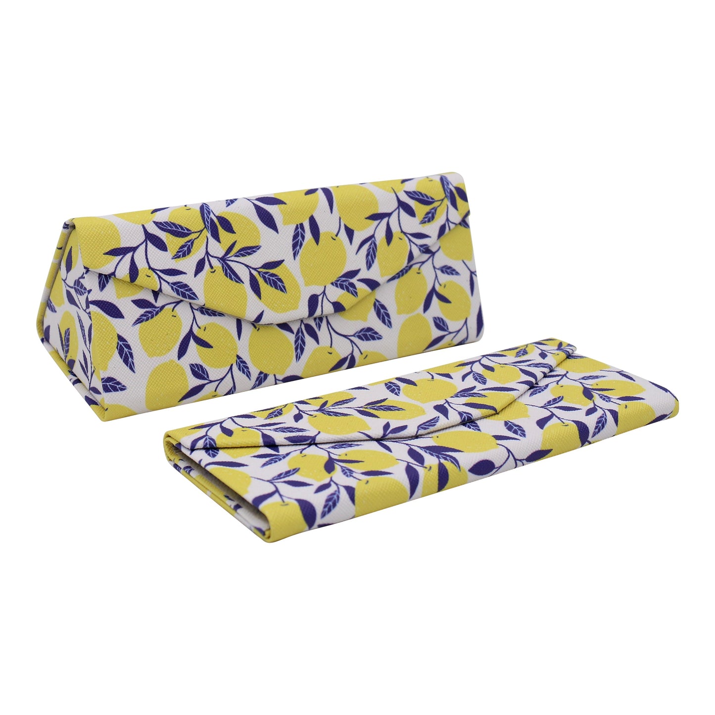 Lemon Print Glasses Case - Vegan Leather Magic Folding Hardcase