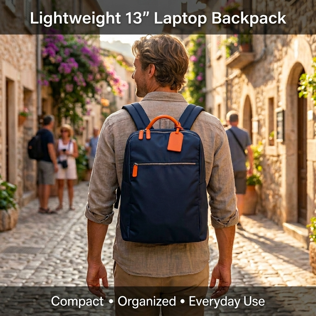 Small Lightweight Nylon Backpack – 13” Laptop Travel & Work Backpack