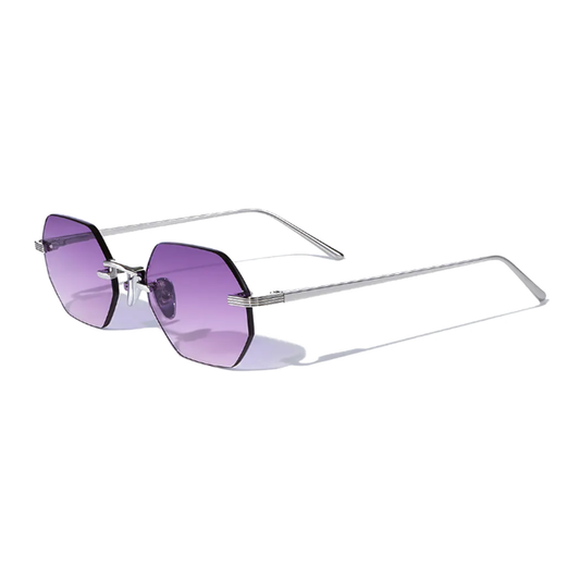 Milan Violette Purple Rimless Shield Sunglasses / UV400 Anti-Shatter Nylon Lenses / Ultra-Lightweight Rimless Design