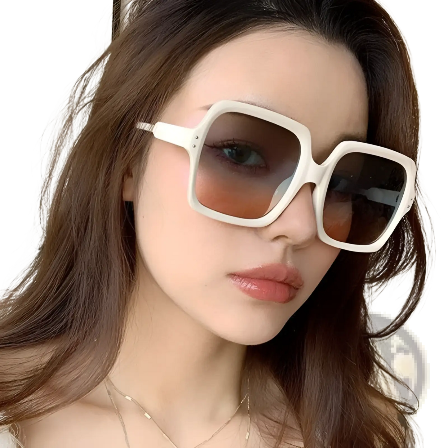Oversized Square Fashion Sunglasses with Translucent Frames