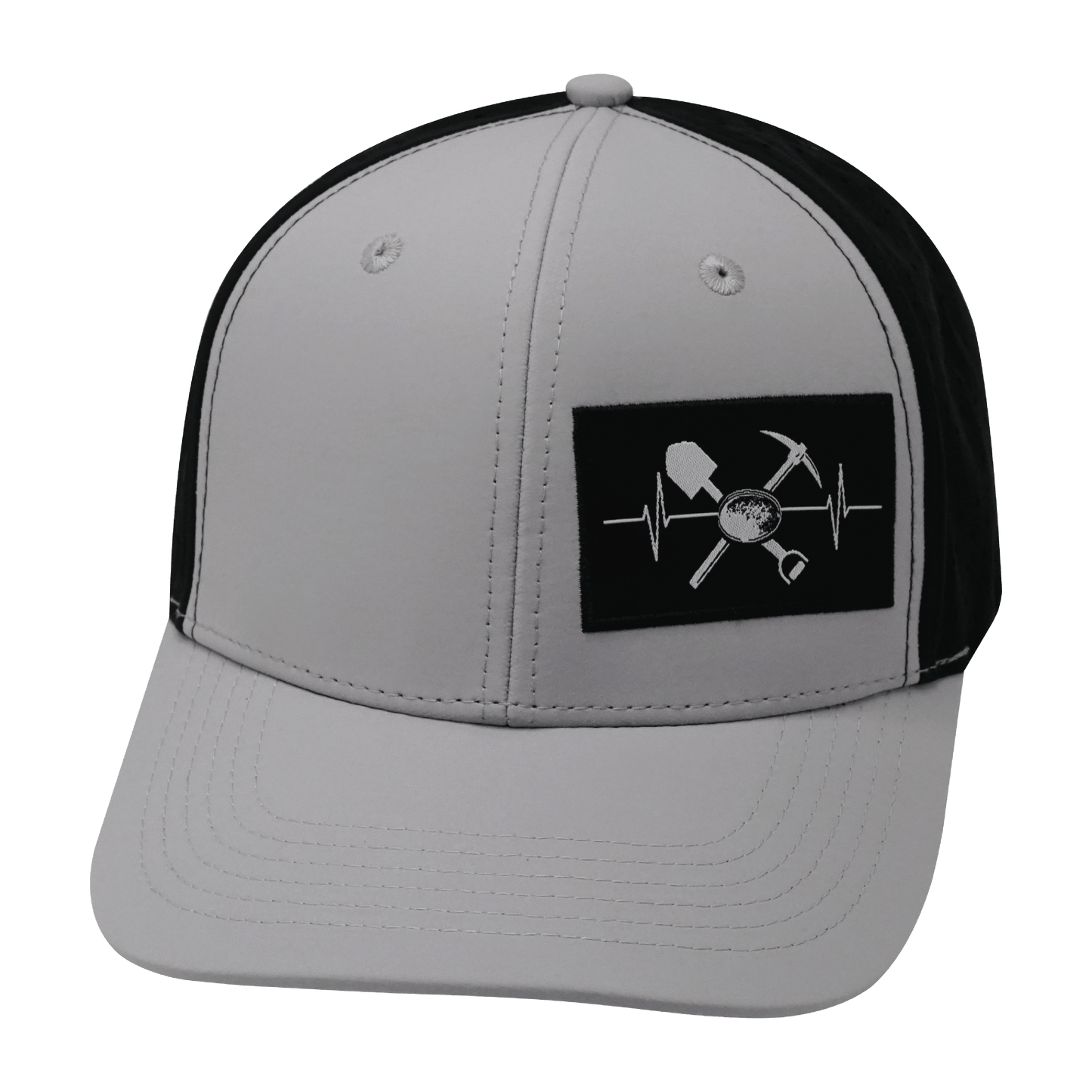 Prospecting Hat - Baseball Hat Fit - Gray /  Black - Laser Mesh