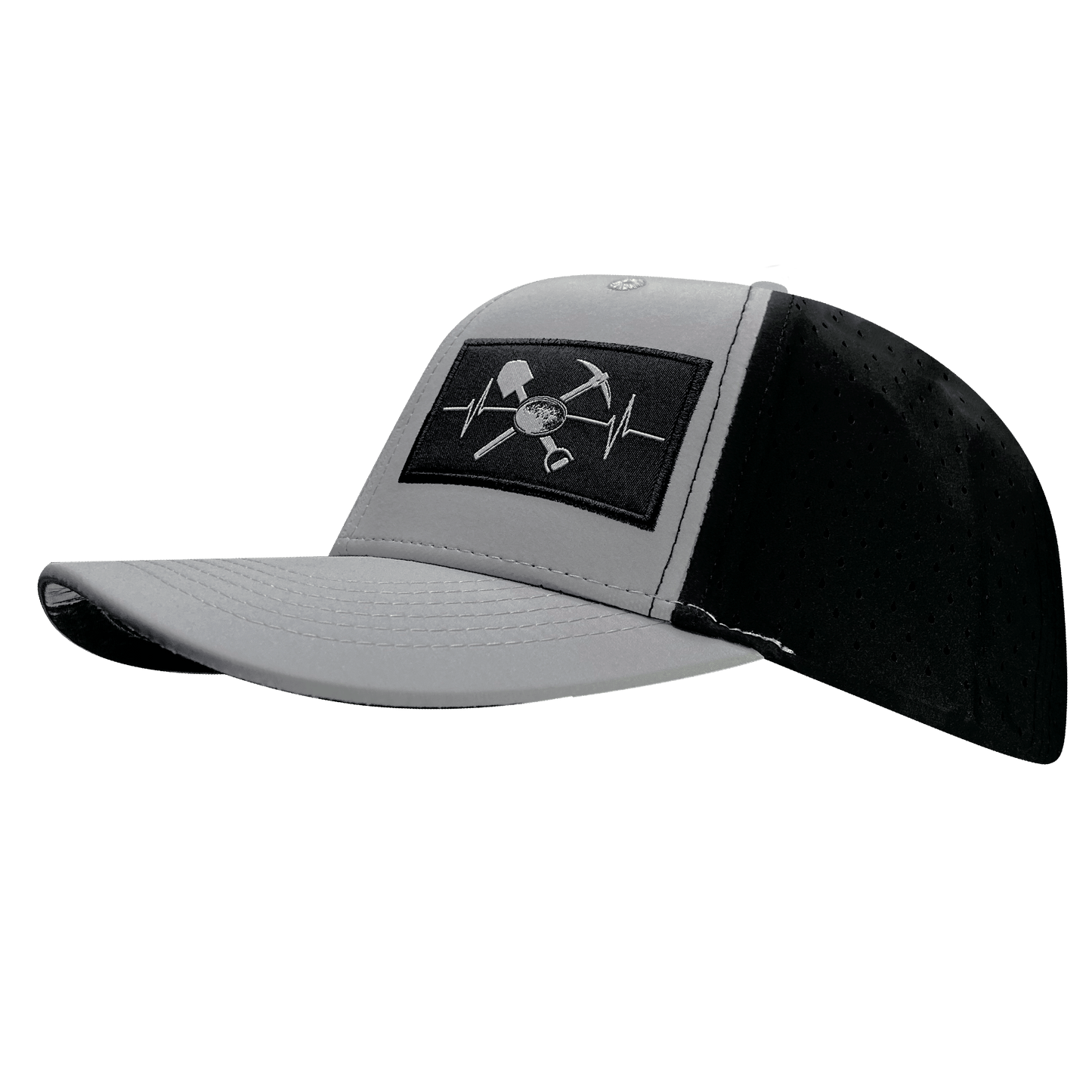 Prospecting Hat - Baseball Hat Fit - Gray /  Black - Laser Mesh