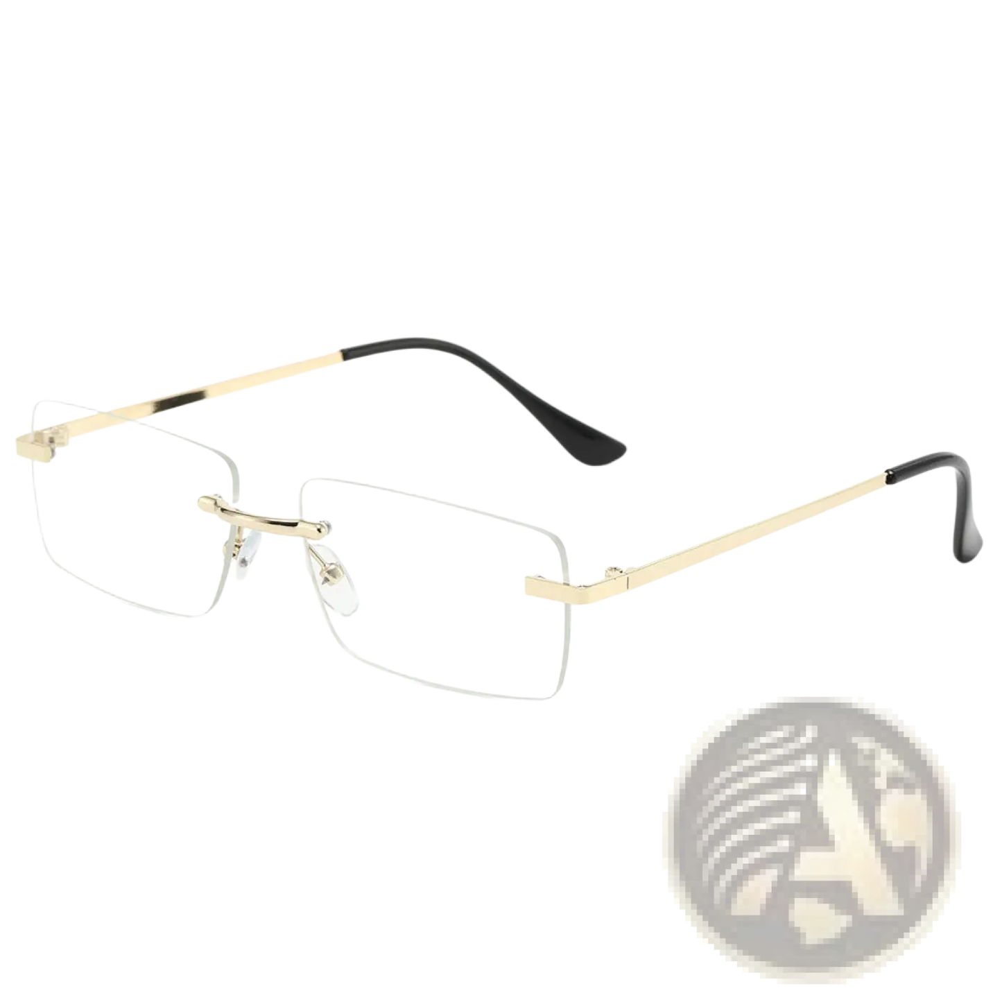 Retro Rimless Square Gold Trim Sunglasses 6 Pack