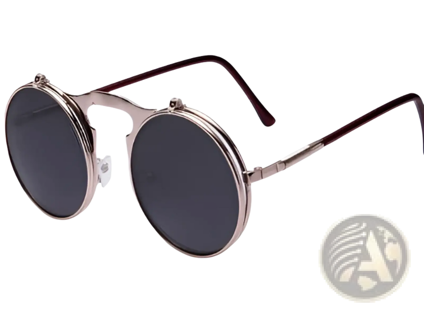 Retro Round Flip Up Polarized Metal Sunglasses