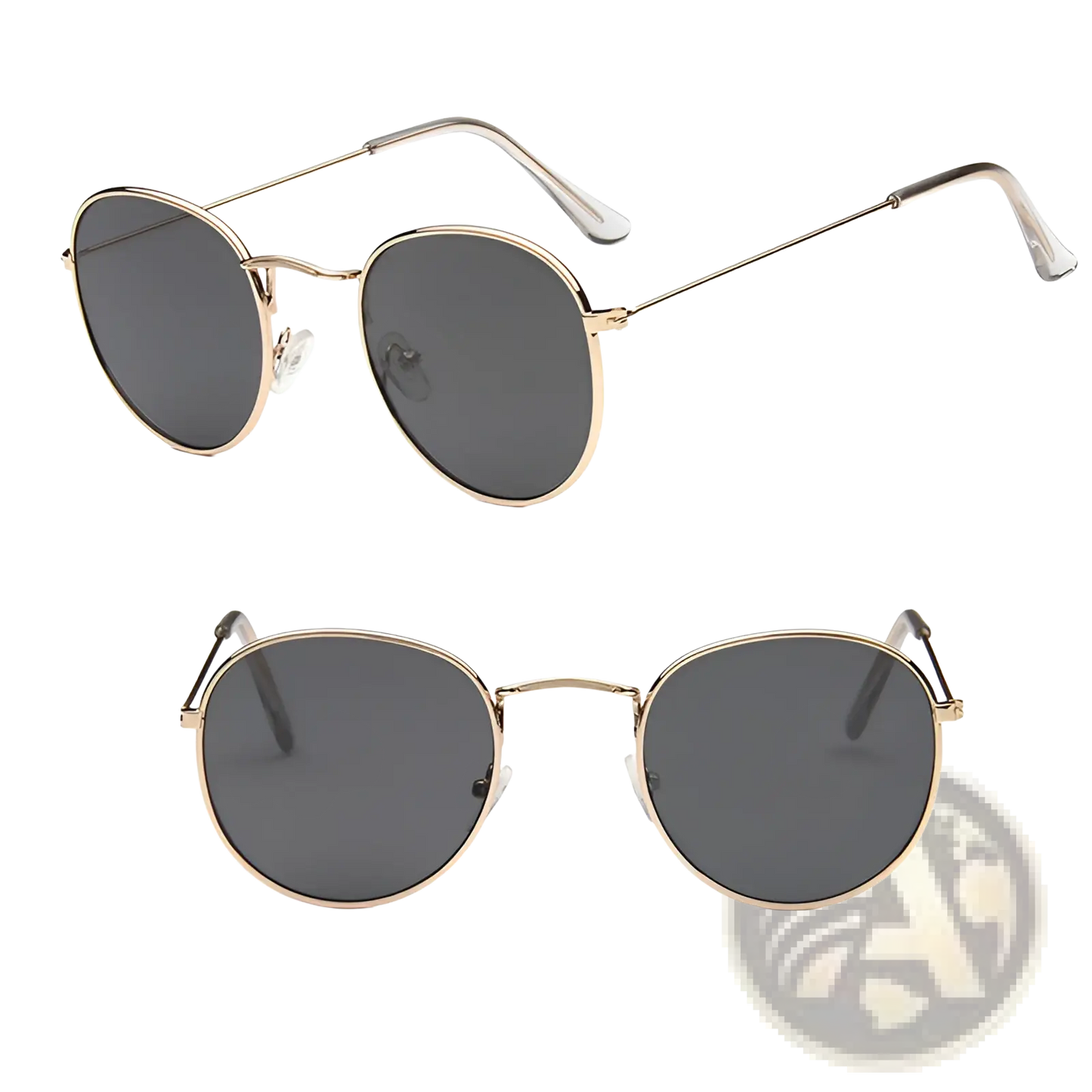 Retro Round Gold Metal Mirrored Sunglasses