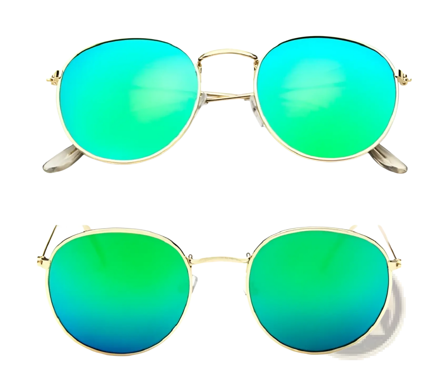 Retro Round Gold Metal Mirrored Sunglasses