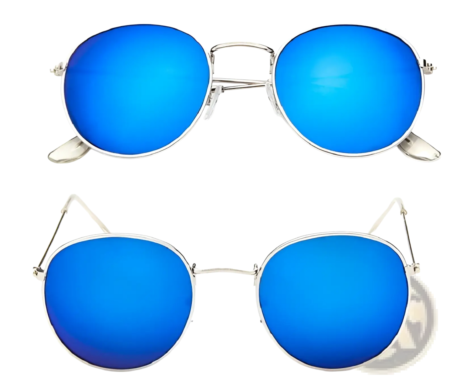 Retro Round Gold Metal Mirrored Sunglasses