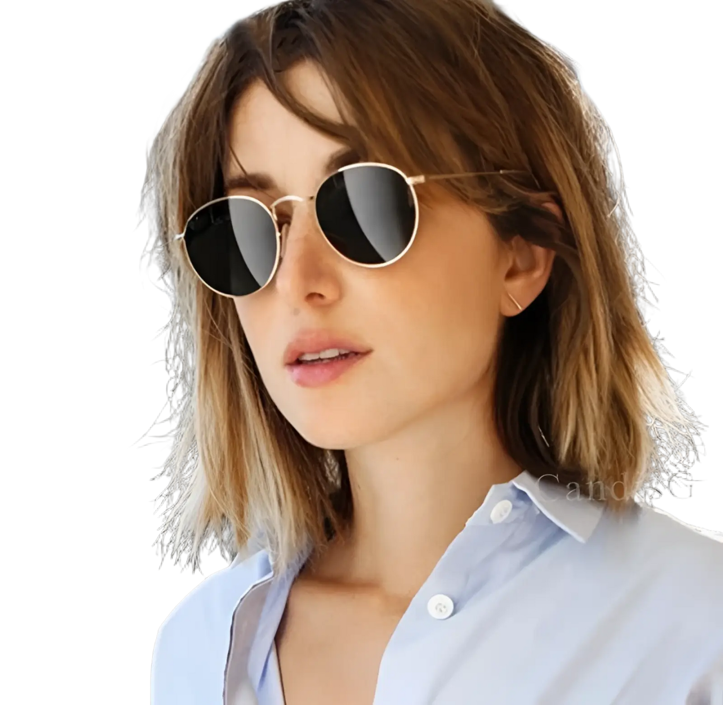 Retro Round Gold Metal Mirrored Sunglasses