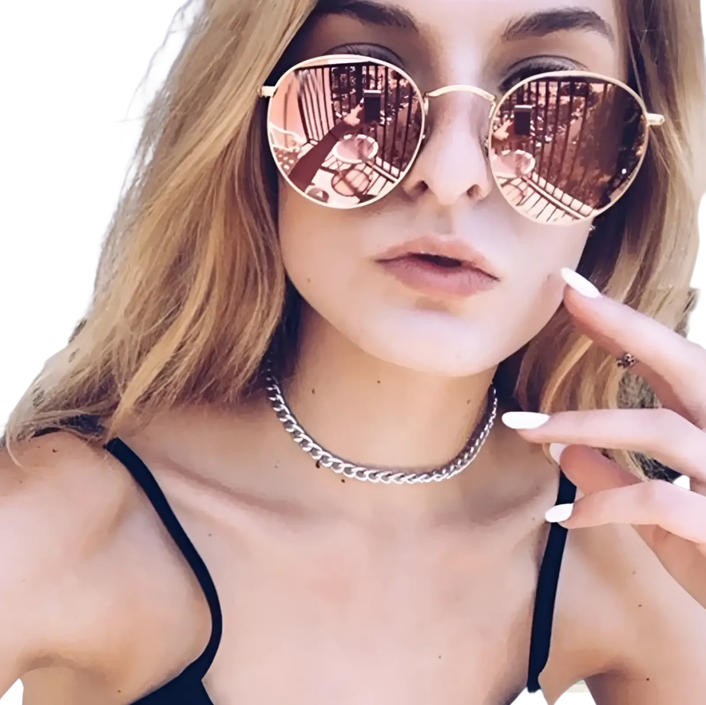 Retro Round Gold Metal Mirrored Sunglasses