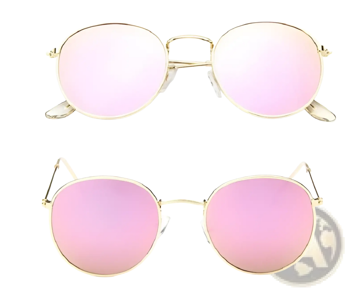 Retro Round Gold Metal Mirrored Sunglasses