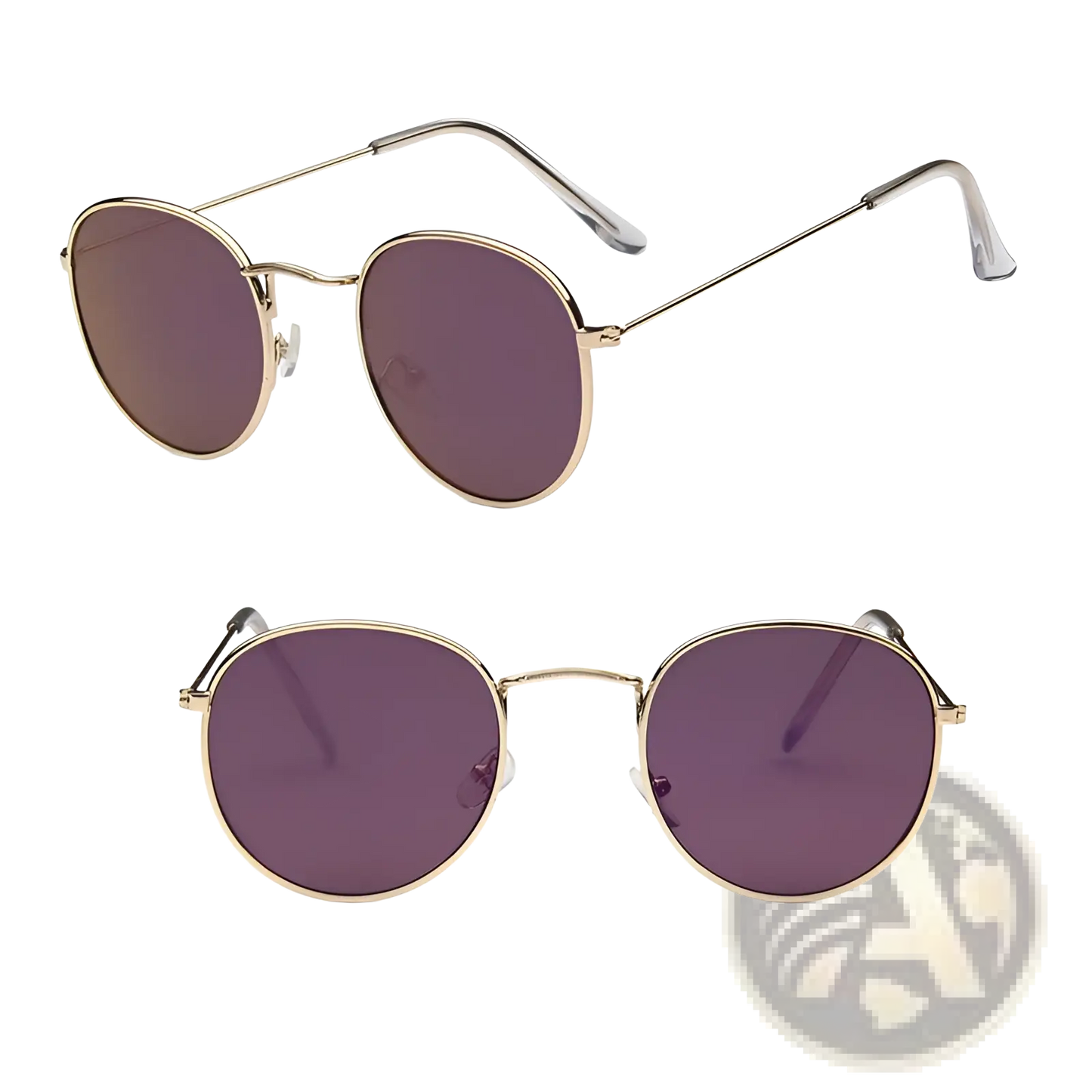 Retro Round Gold Metal Mirrored Sunglasses