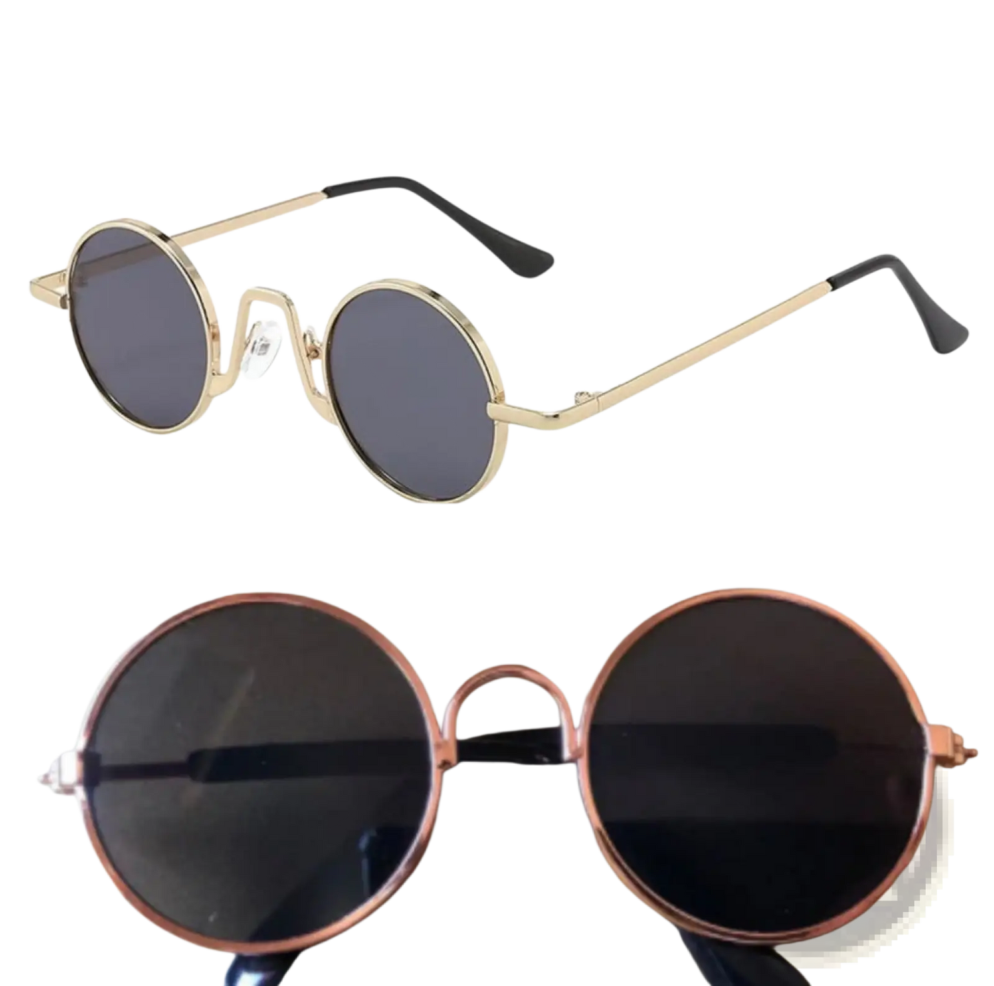 Retro Round Hip Hop Sunglasses with Mirrored Lenses
