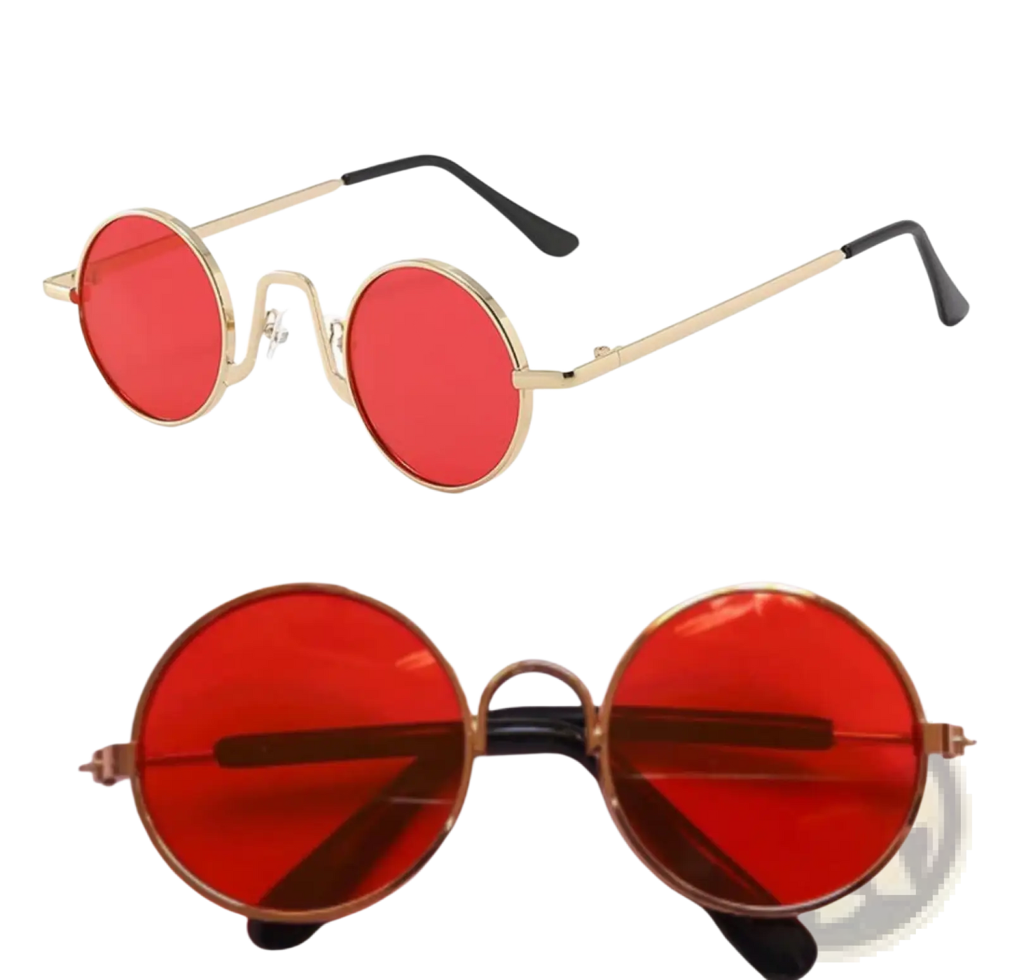 Retro Round Hip Hop Sunglasses with Mirrored Lenses