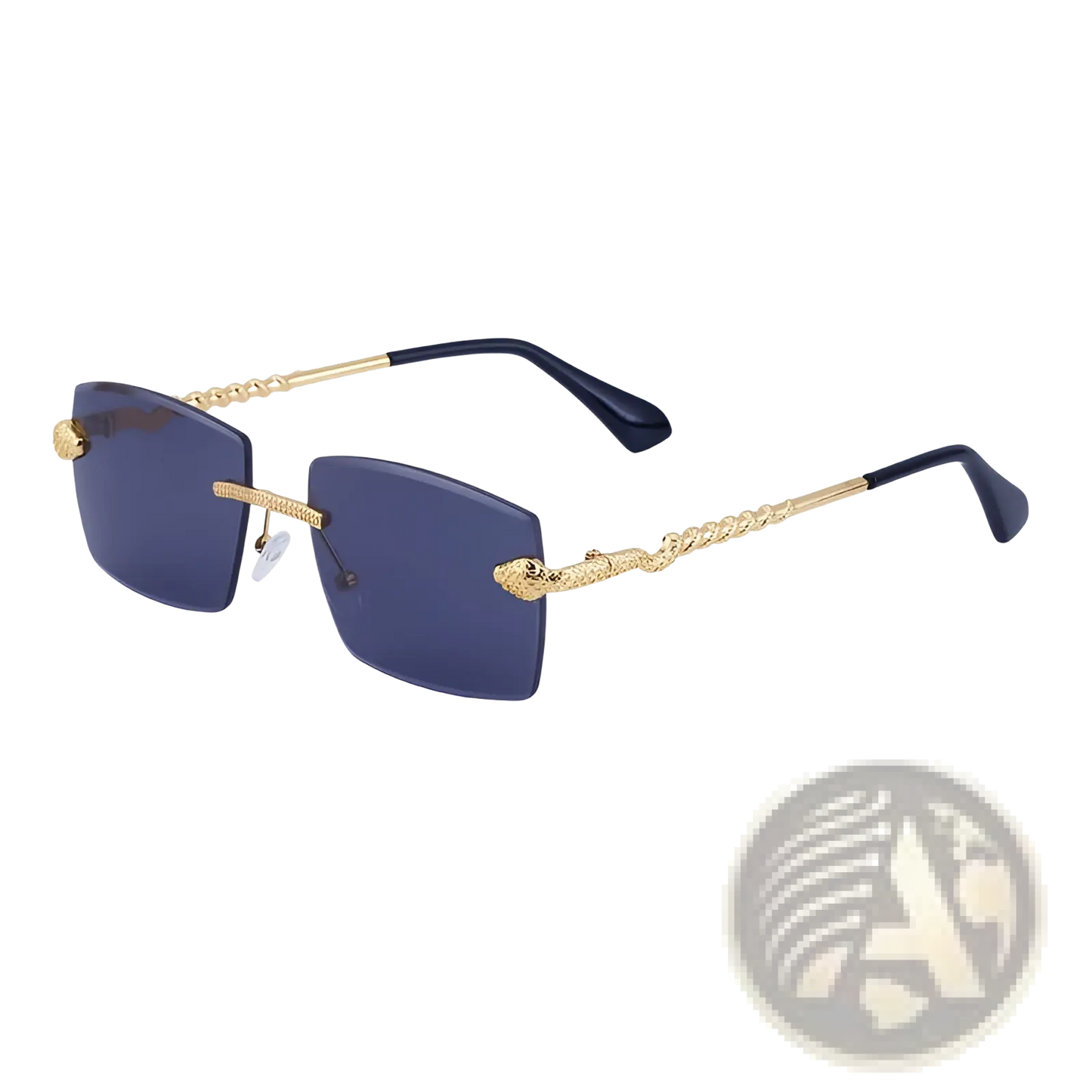 Rimless Sunglasses for Men Gold Snake Uv400