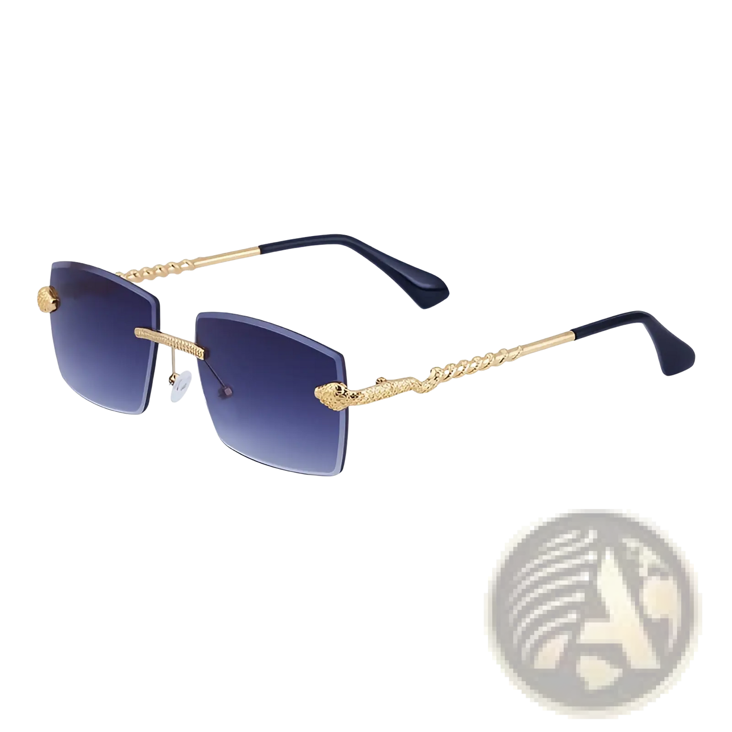 Rimless Sunglasses for Men Gold Snake Uv400