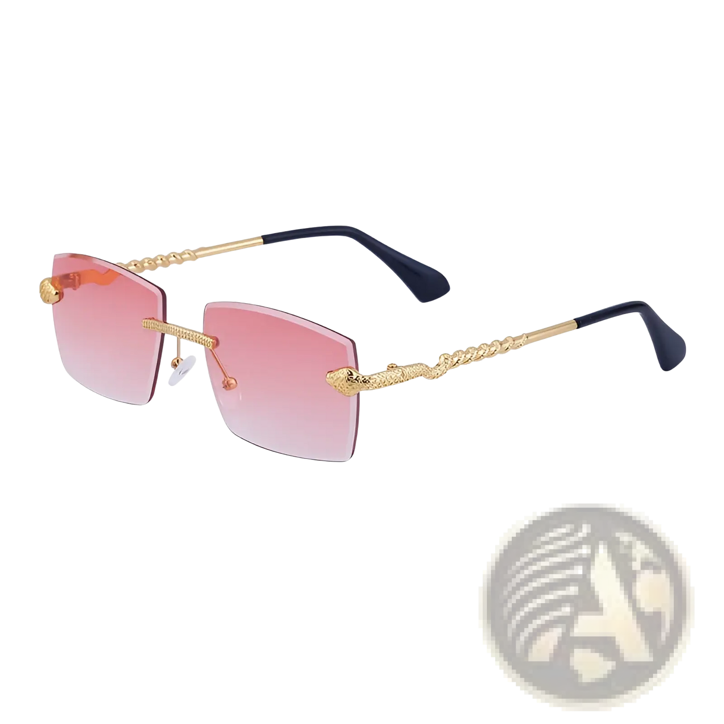 Rimless Sunglasses for Men Gold Snake Uv400
