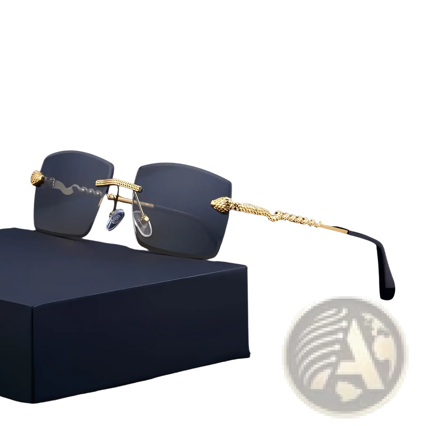 Rimless Sunglasses for Men Gold Snake Uv400