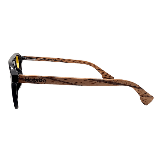 Night Driving Spring Loaded Zebra Wood Sunglasses
