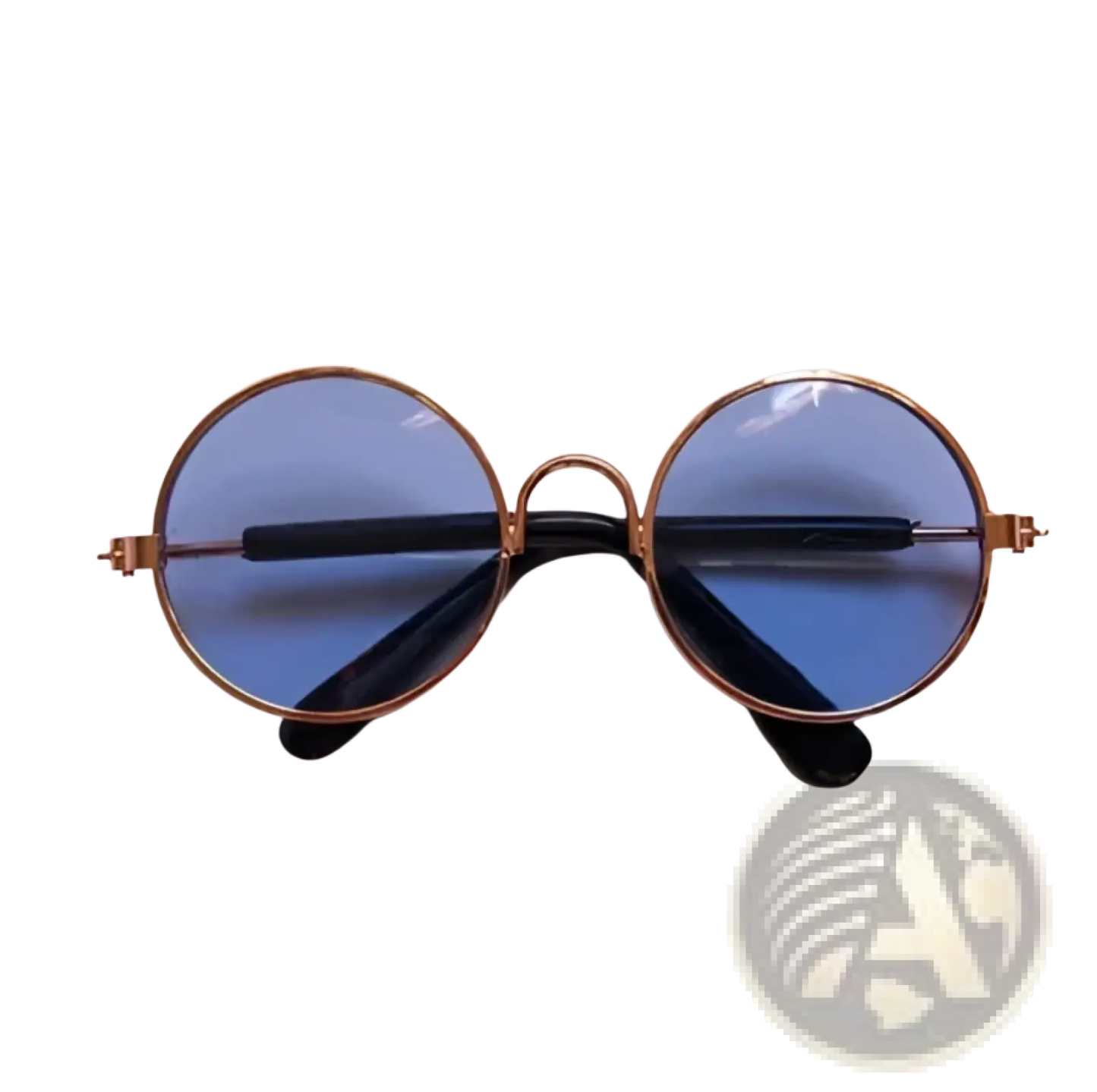 Rose Gold Metal Round Cat Sunglasses with Mirrored Lenses