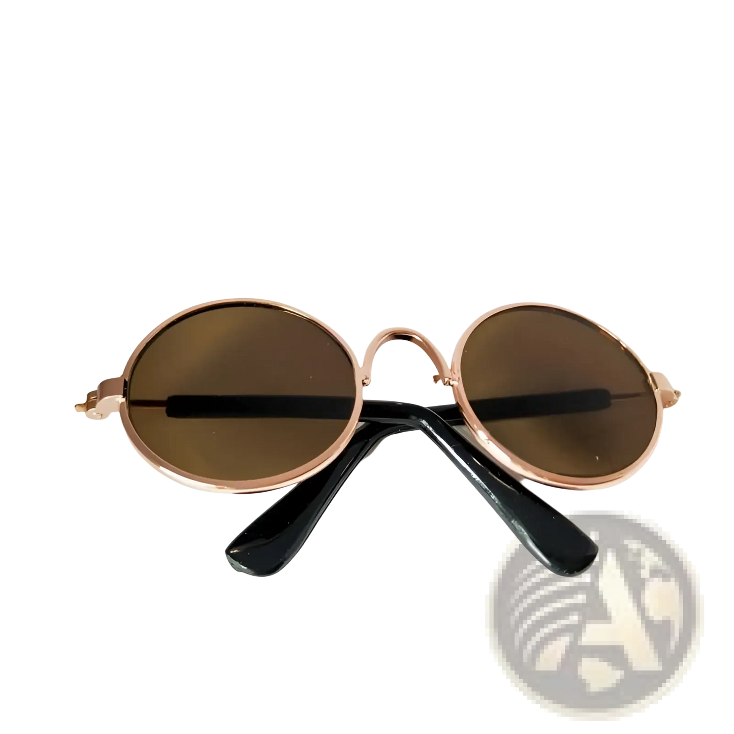 Rose Gold Metal Round Cat Sunglasses with Mirrored Lenses