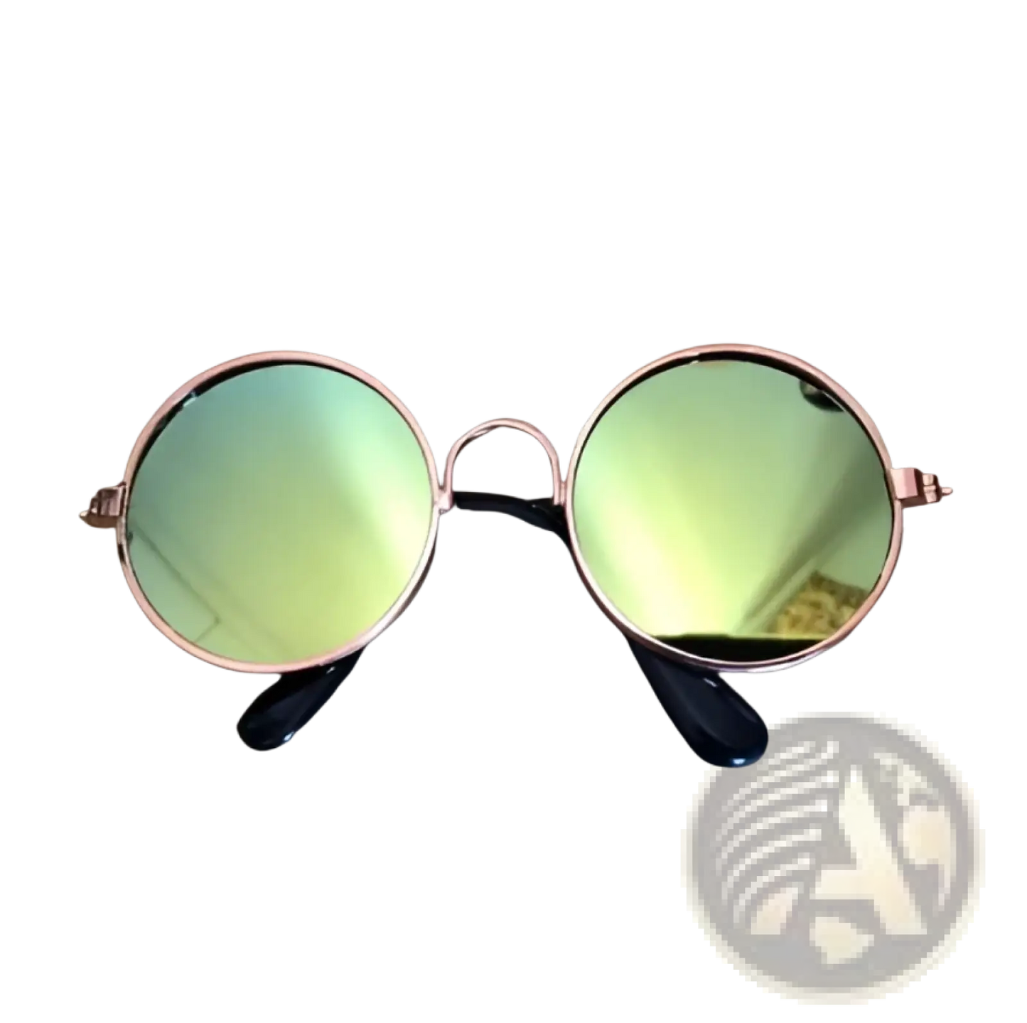Rose Gold Metal Round Cat Sunglasses with Mirrored Lenses