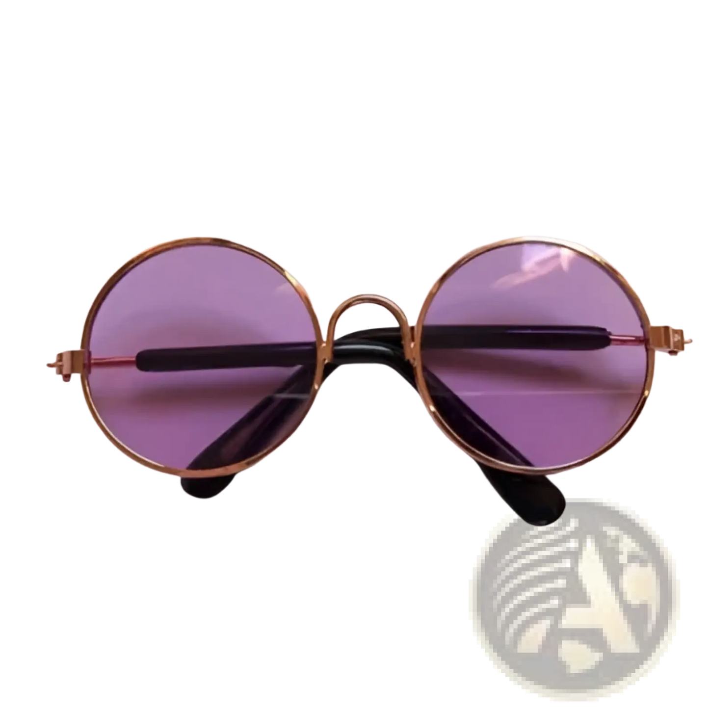 Rose Gold Metal Round Cat Sunglasses with Mirrored Lenses