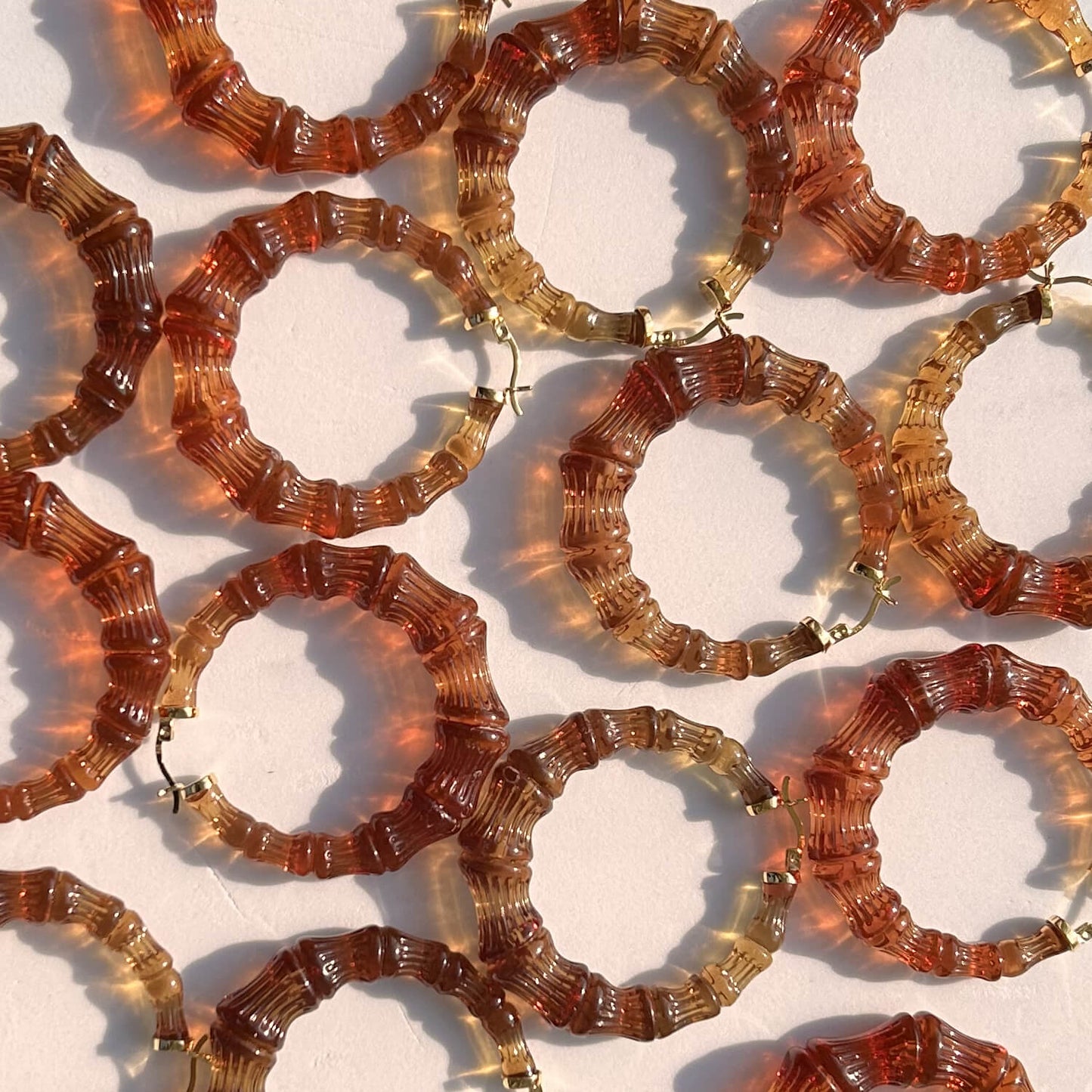 Rum & Coke Lucite Bamboo Hoop Earrings