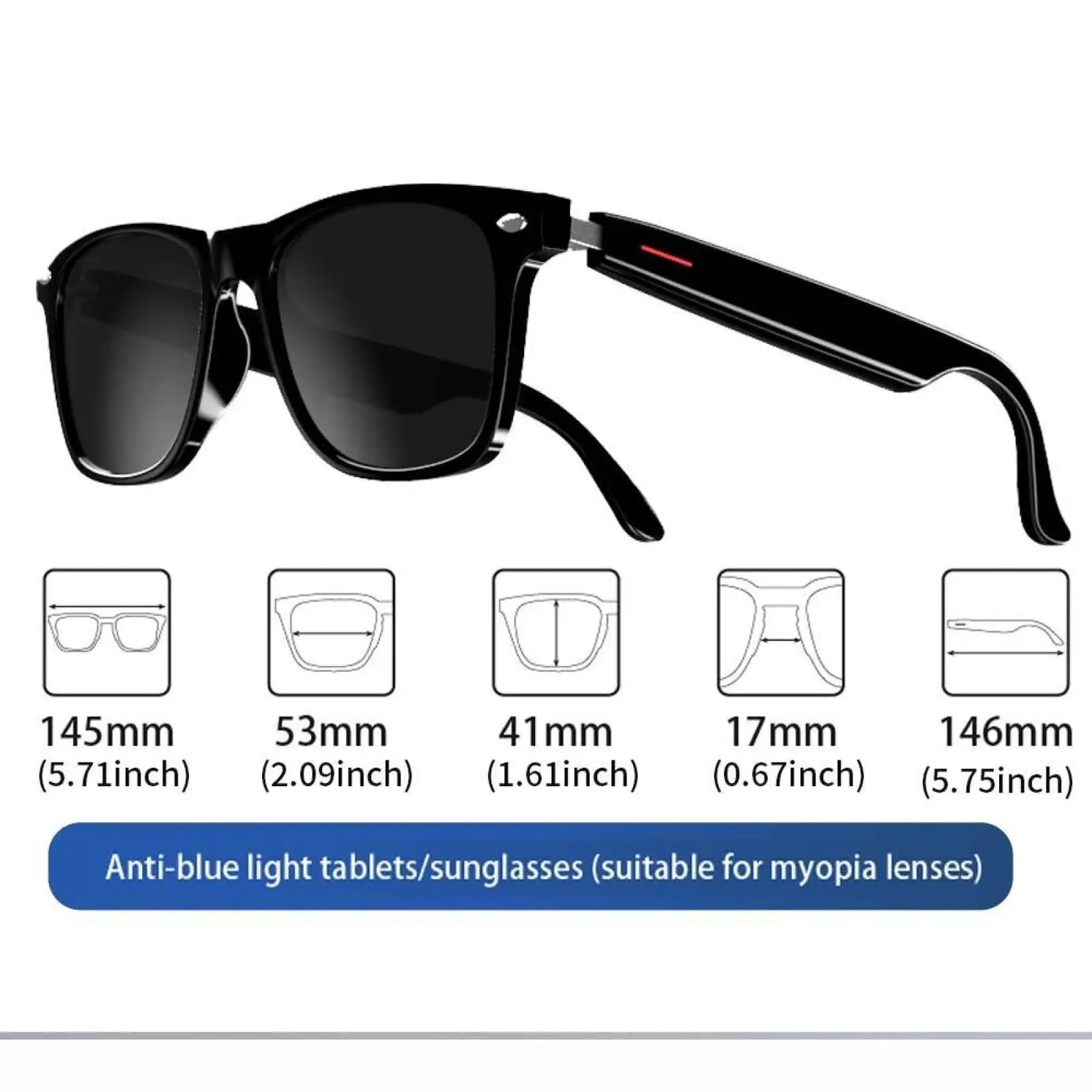 Senbono E13 Smart Bluetooth Audio Sunglasses with Blue Light Lens