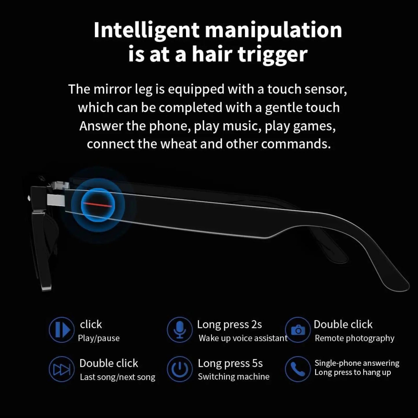 Senbono E13 Smart Bluetooth Audio Sunglasses with Blue Light Lens