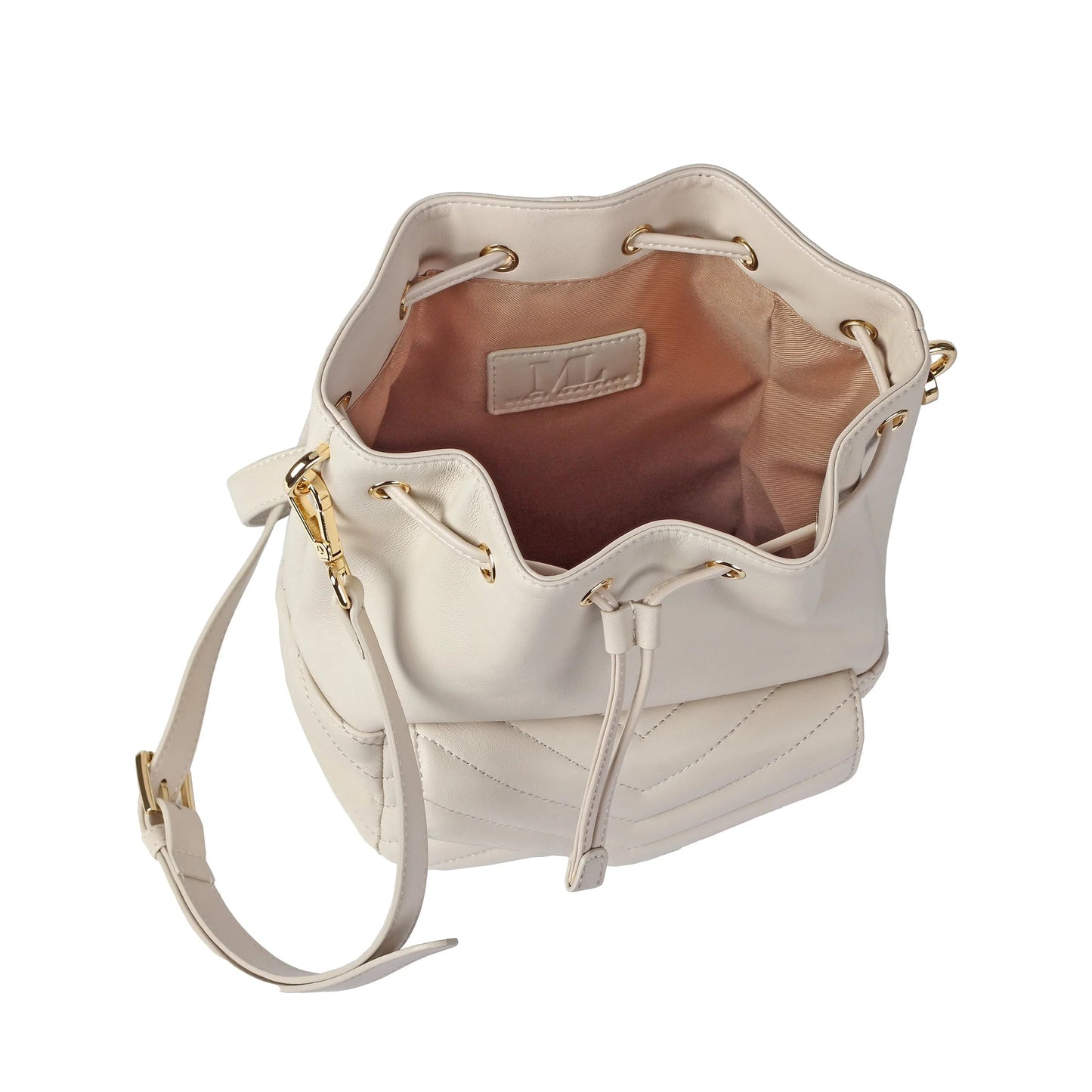 Soft Lambskin Bucket Bag – Striped Embroidery Design
