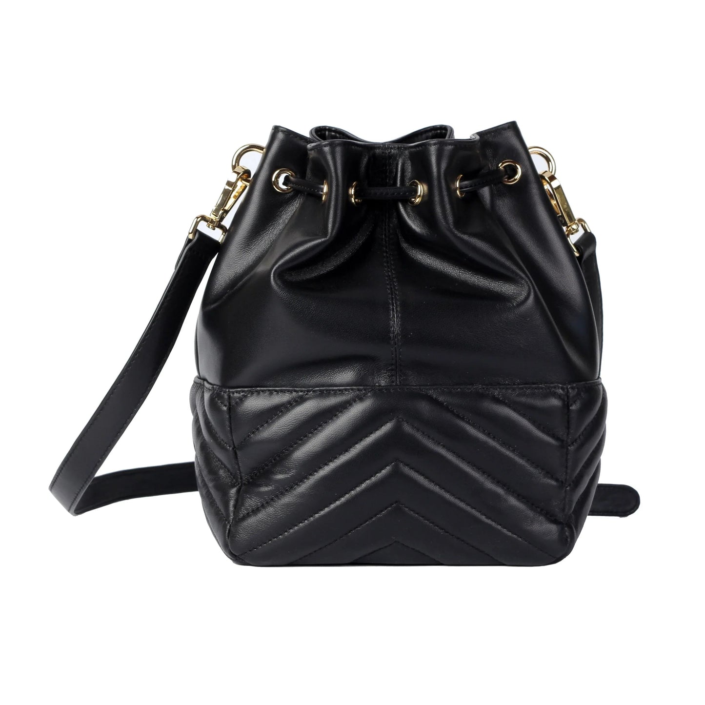 Soft Lambskin Bucket Bag – Striped Embroidery Design