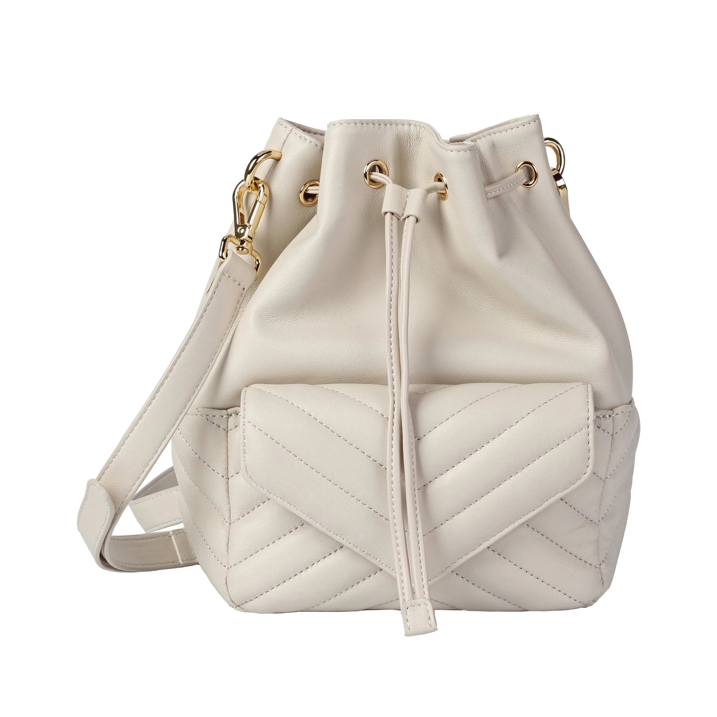 Soft Lambskin Bucket Bag – Striped Embroidery Design