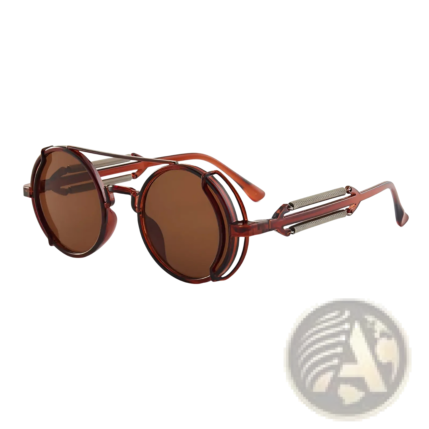 Steampunk Round Sunglasses with Double Spring Legs