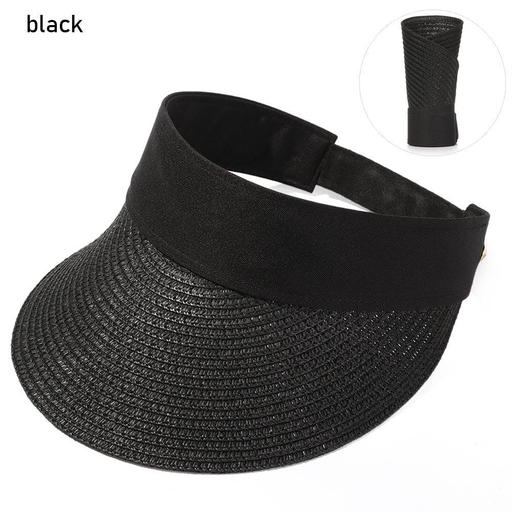 Summer Adjustable Empty Top Hat Portable Foldable Women's Beach Hat Wide Brim Women Sun Hat Fashion Casual Comfortable Cap Visors For Outdoor Activities