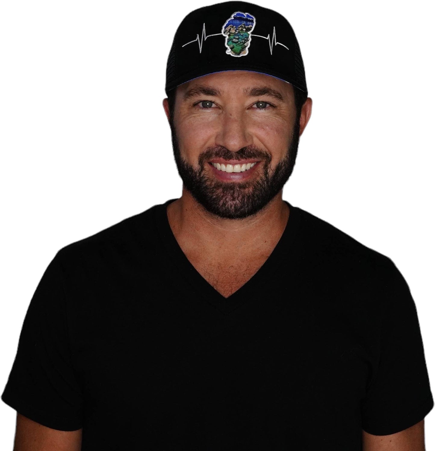 Tahoe Hat - Baseball Hat Fit - Suede - Black - Sand Harbor - Trucker Mesh