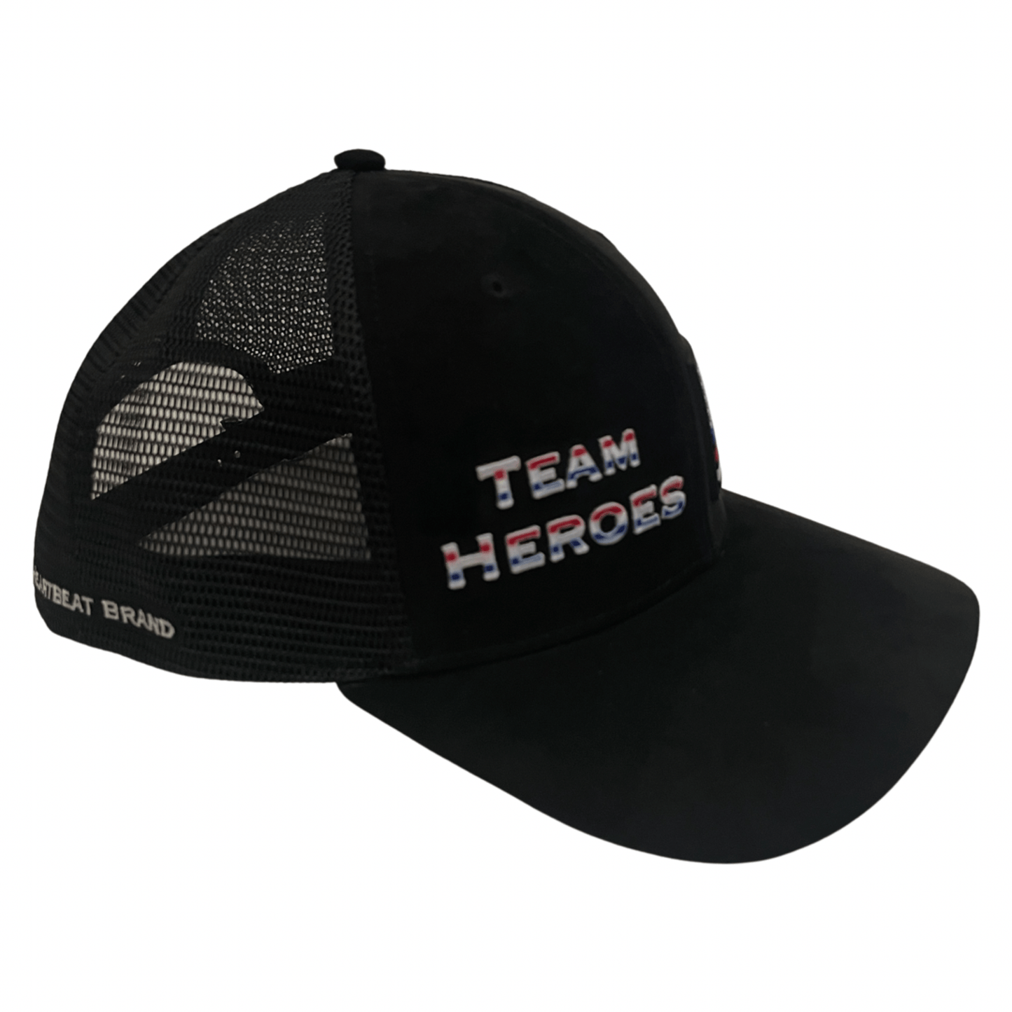 Team Heroes Hat - Baseball Hat Fit - Suede - Black - Trucker Mesh