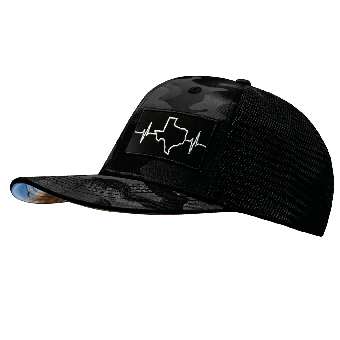 Texas Hat - Baseball Hat Fit - Black Camo / Black - Trucker Mesh