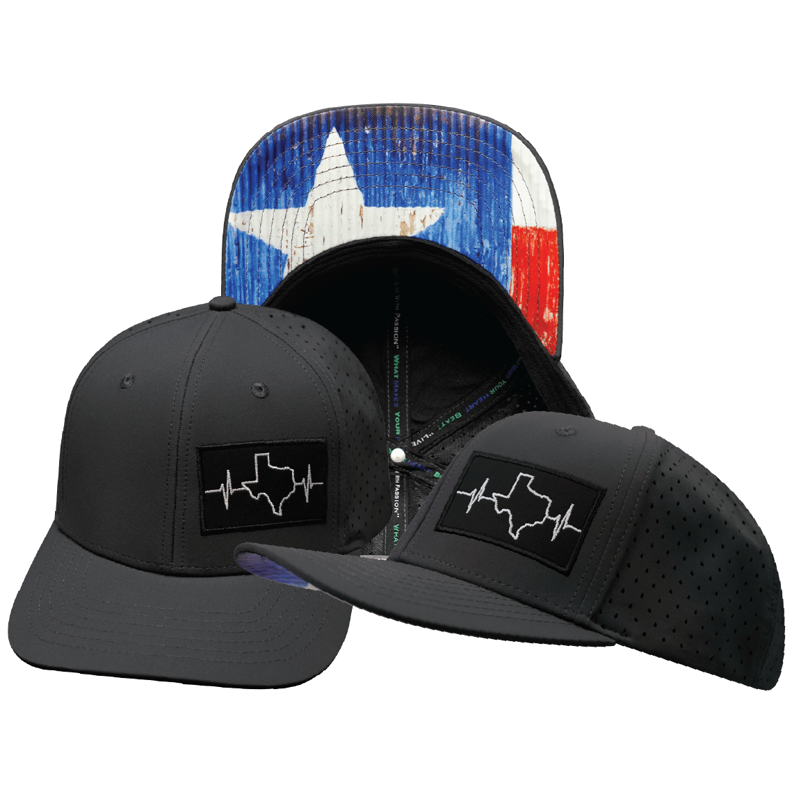 Texas Hat - Baseball Hat Fit - Charcoal - Laser Mesh