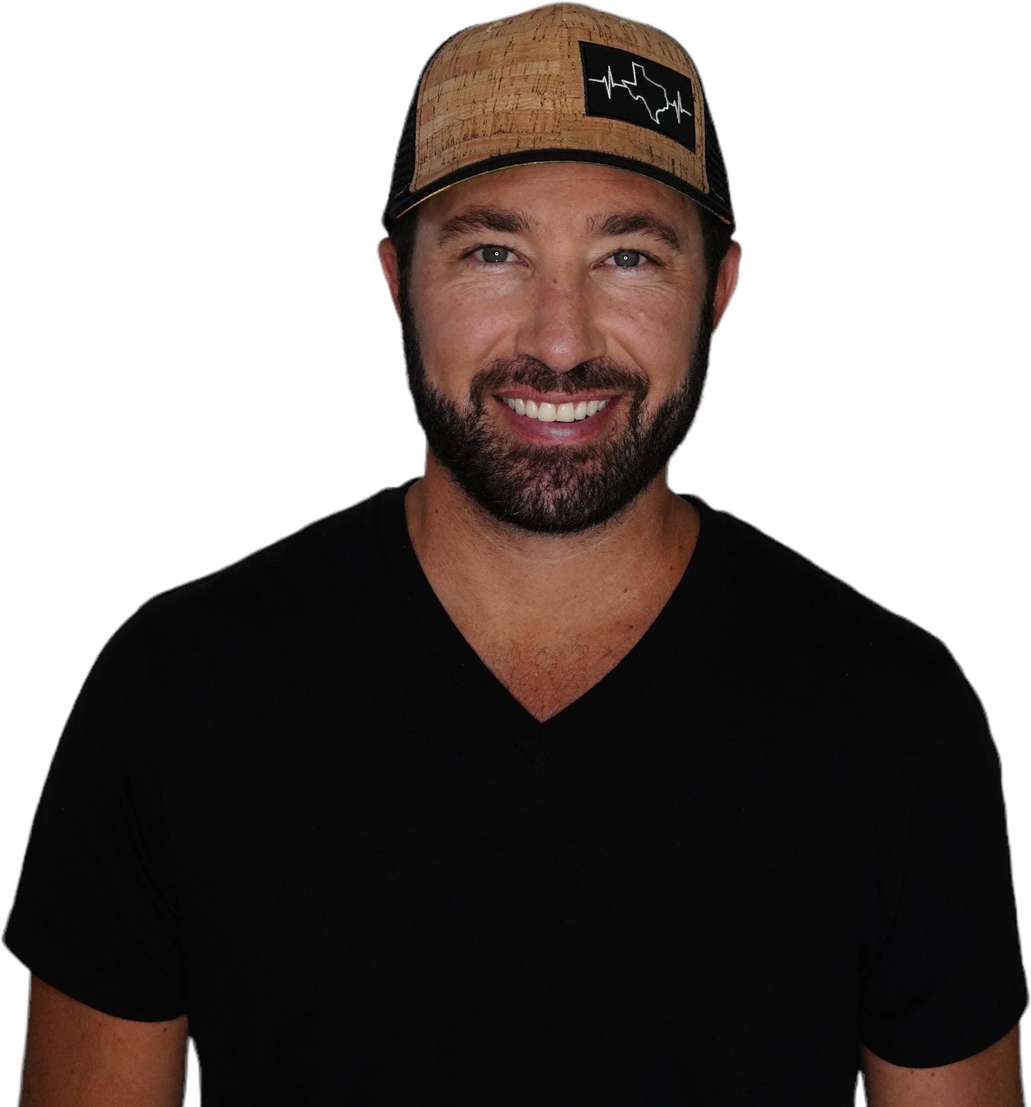 Texas Hat - Baseball Hat Fit - Cork - Black - Trucker Mesh