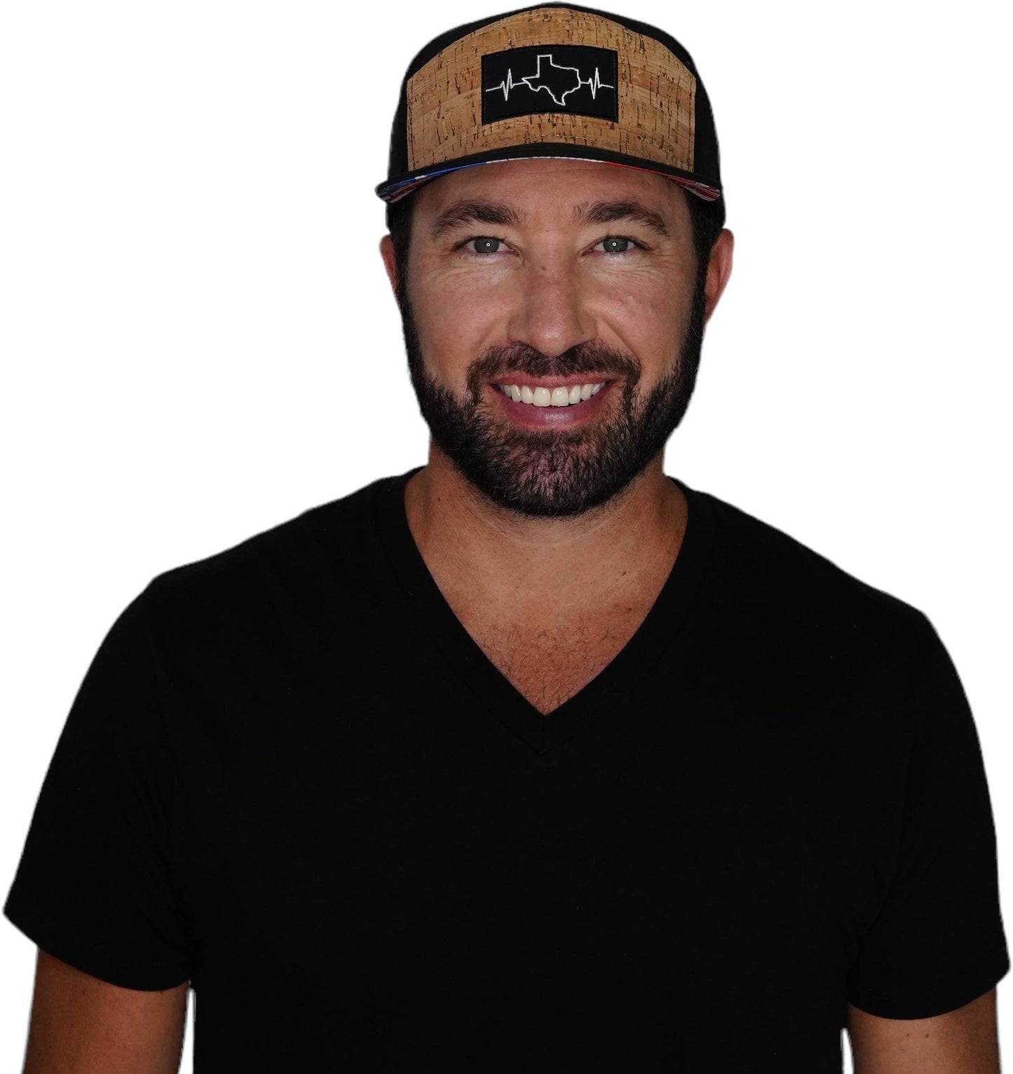 Texas Hat - Flat Bill - Cork - Black - Laser Mesh