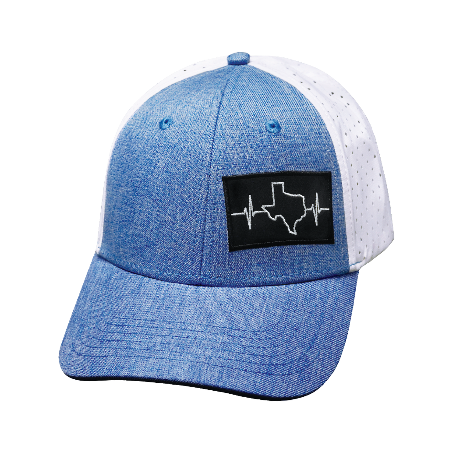 Texas Hat - Low Profile - Ponytail - Light Blue / White - Laser Mesh
