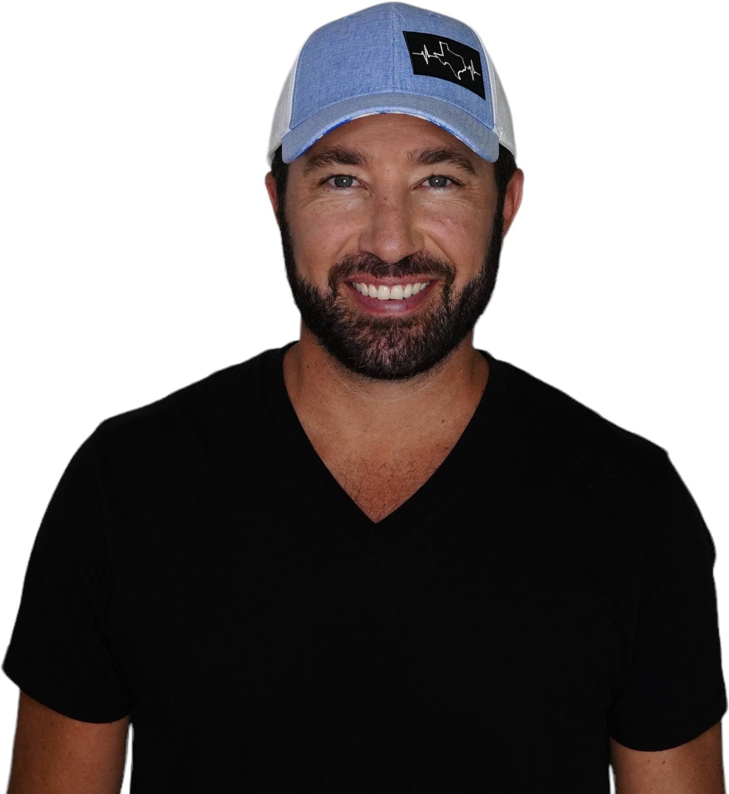 Texas Hat - Low Profile - Ponytail - Light Blue / White - Laser Mesh