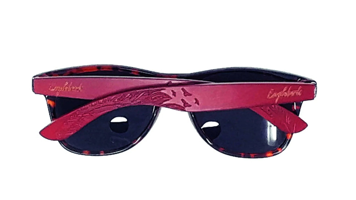 Red Bamboo Tortoise Framed Sunglasses With Wood Case / Artisan Engraved / 100% UV Protection