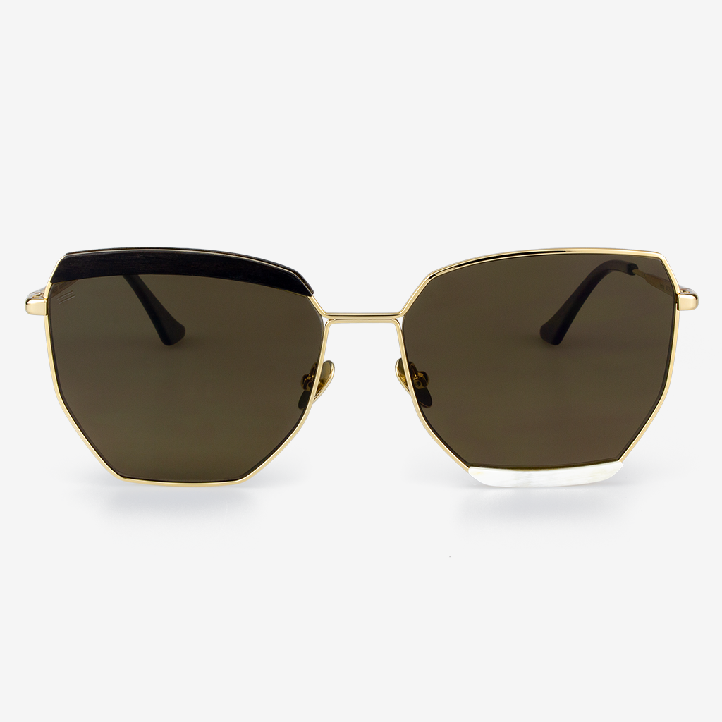 Venice - Metal & Wood Sunglasses / Buffalo Horn, Titanium, and Recycled Rainbow Veneer